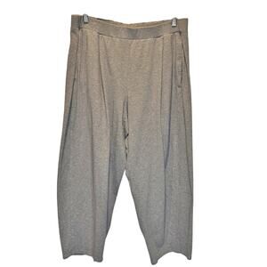 Eileen Fisher Gray Barrel Leg Cropped Cotton Blend Pant - size Large